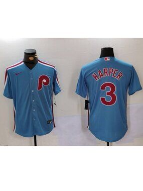 3 Bryce Harper Stitched Blue Jersey